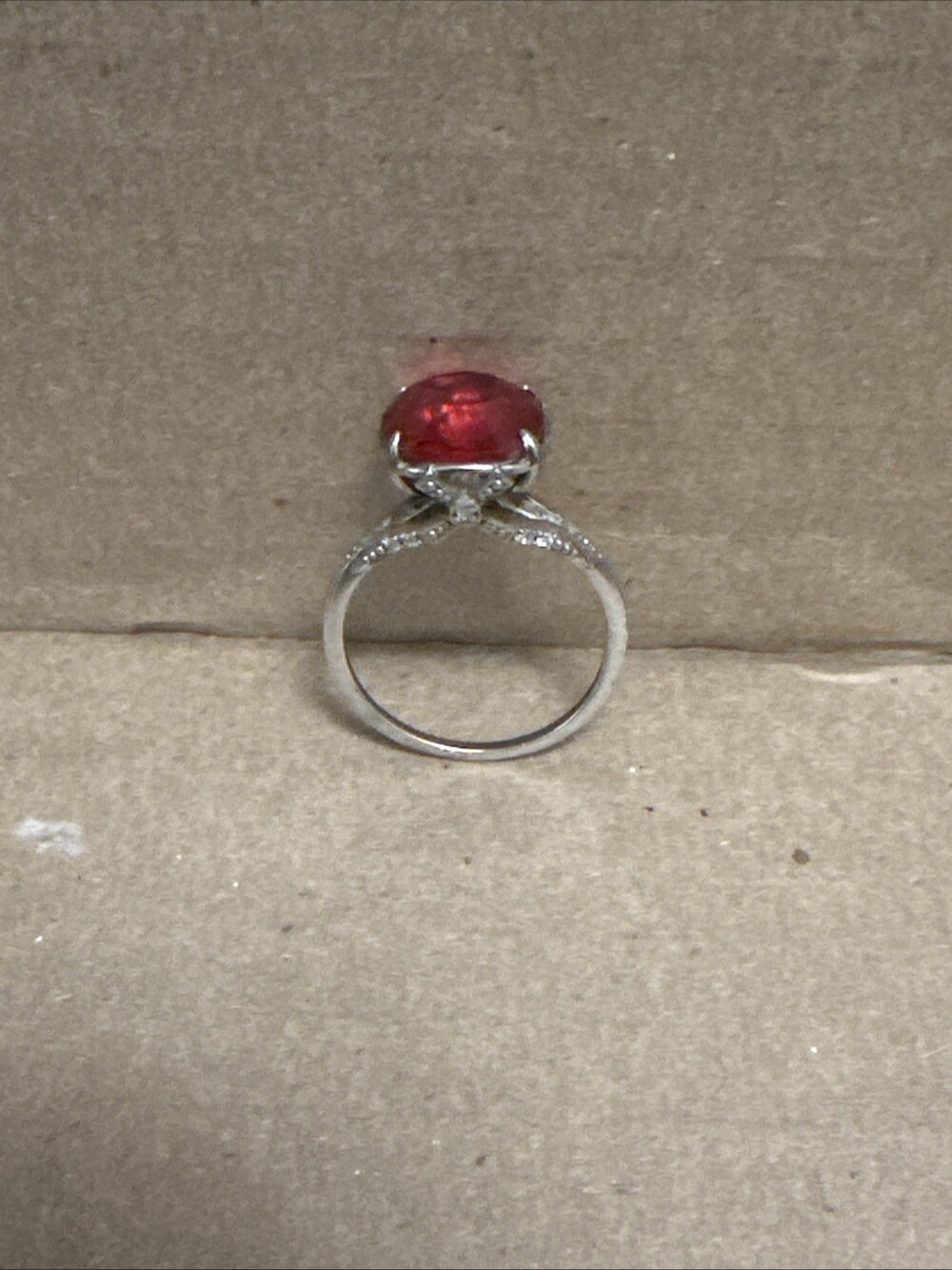 Moulin Rouge Windmill Fragrant Jewels Ring 925 Sterling Silver Red Stone Size 7